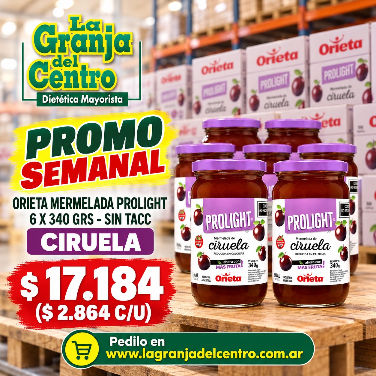 Ofertas y Promociones ORIETA Mermelada Ciruela prolight 6 x 340 grs sin tacc promo semanal